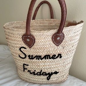 Poolside Medium Size Classic Handwoven Hand Embroidered Beach Tote